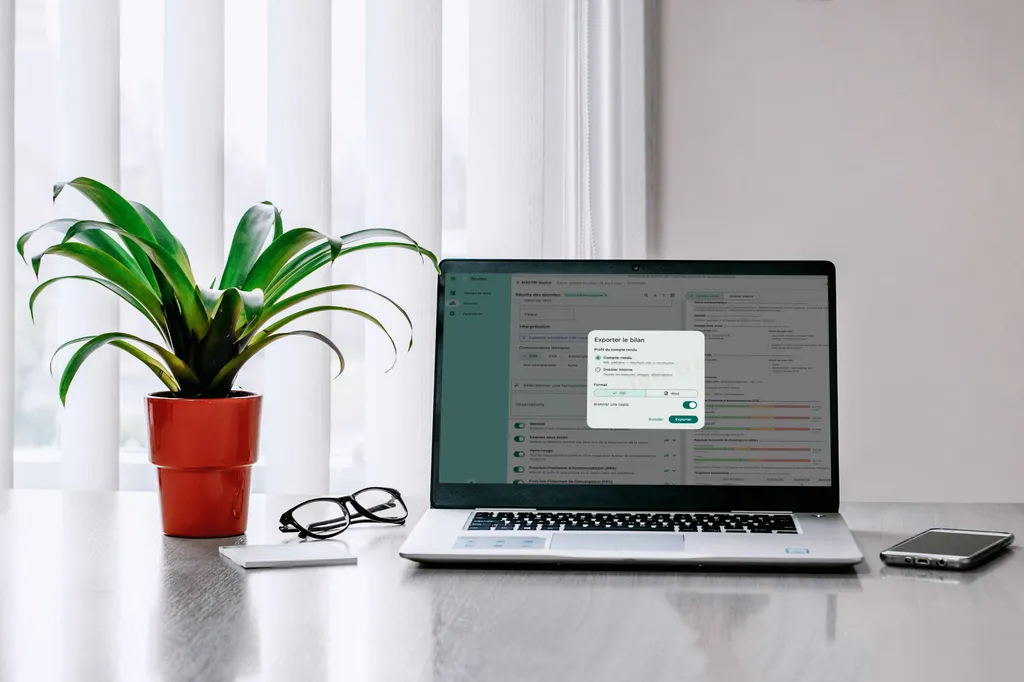 Ocureo — dialogue d'export avec choix du profil et du format